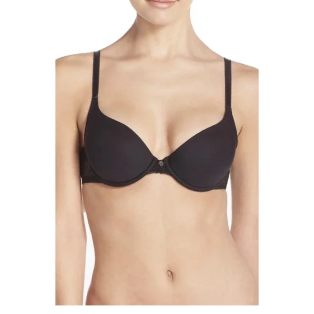 Starlet Blue Black Lightly Lined Lace Back Honey T-Shirt Bra Size 34 DDD